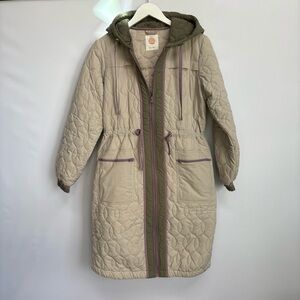 NWT Anthro Daily Practice Long Hooded Quilted Zip  Front Oversized Jacket, XS